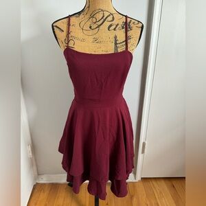Maroon Ruffle Hem Dress